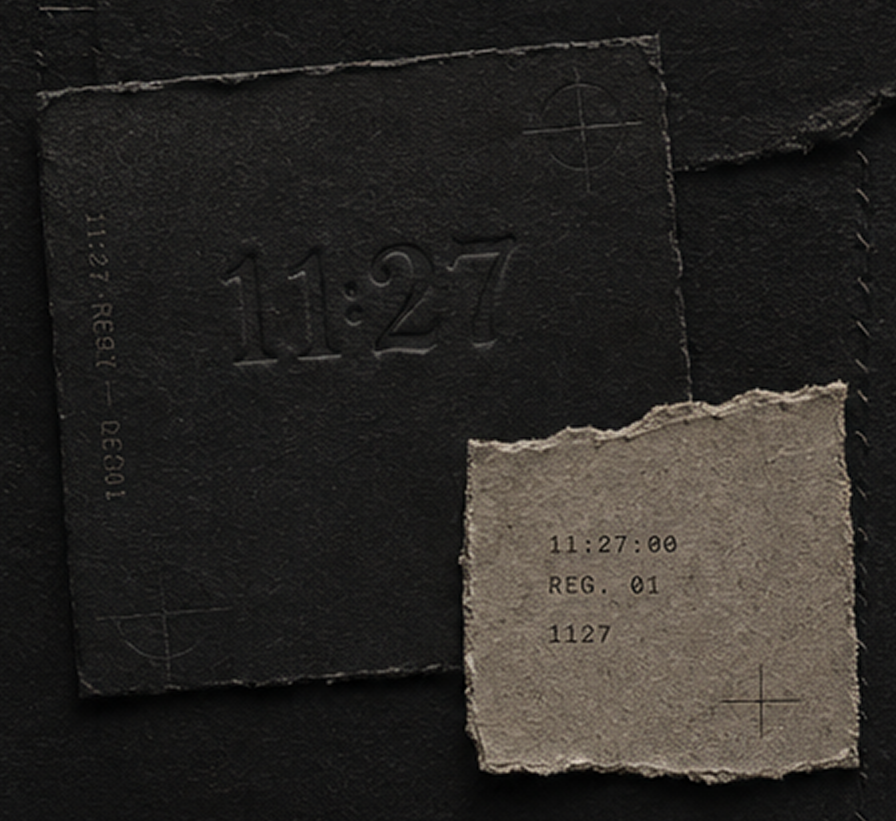 Embossed 11:27 archival graphic