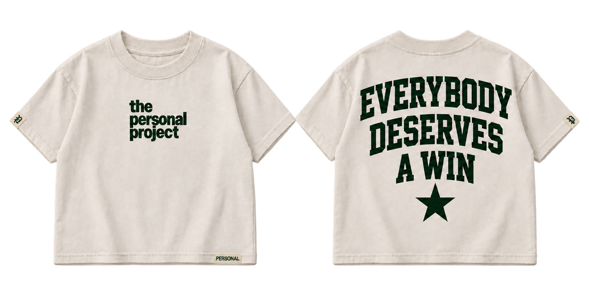 Personal Project Kids Win Tee — front and back