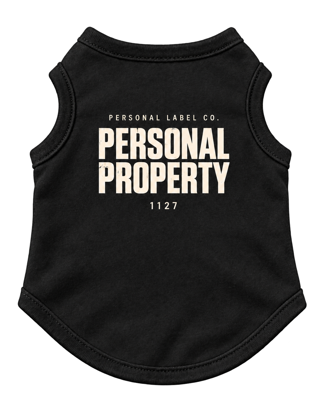 Personal Property dog shirt — front and back