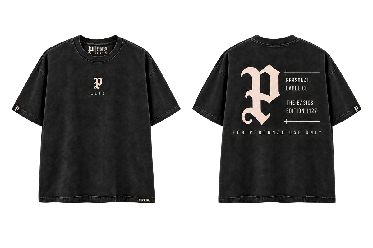 The Label Tee — front and back